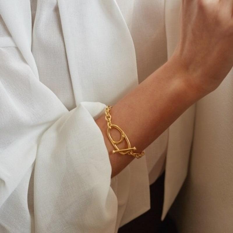 

MARSBOM pin chain bar bracelet gold 18.5 cm