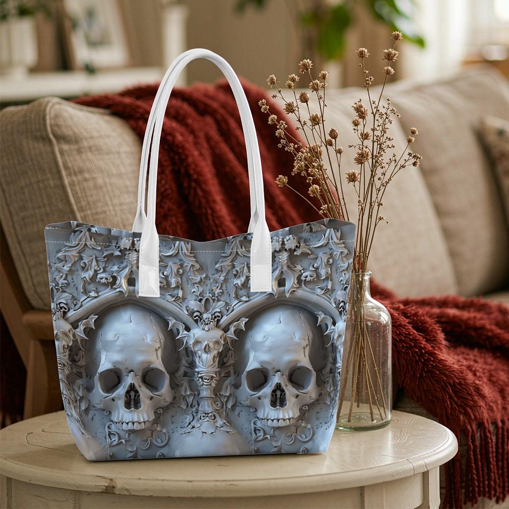 Gothic Skull Print Casual Tote Bag