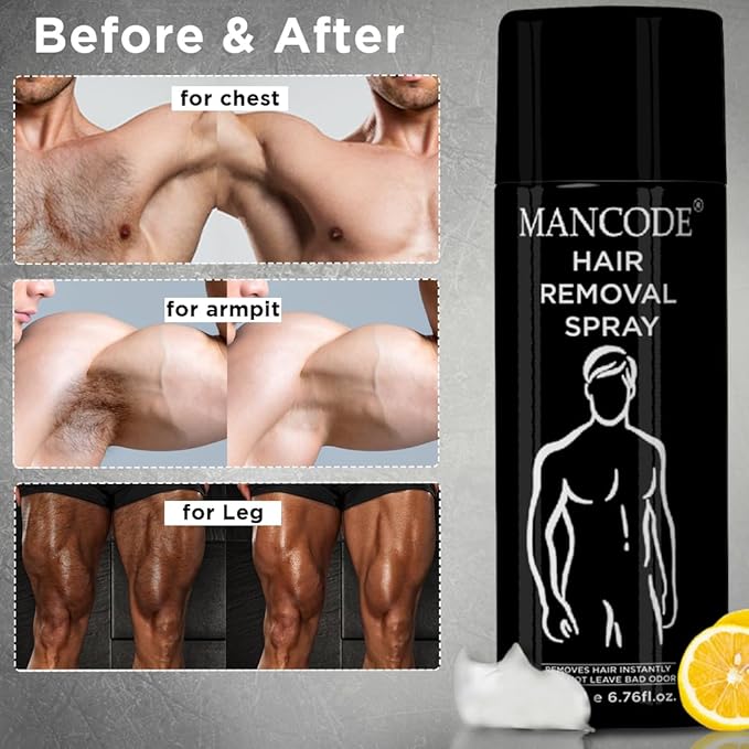 Haarentfernungs-Cremespray für Männer, Brust, Beine, Arme, Achseln und Intimbereiche, wirkt schnell in 3–6 Minuten (200 ml)