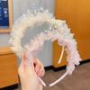 Pleated Lace Children's Headdress Crystal Princess Pearl Hair Hoop Cute Crown Headband
