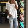 Women's Fashion Casual Solid Color Print Short Sleeve O-Neck Blouses & Shirts Unique Design