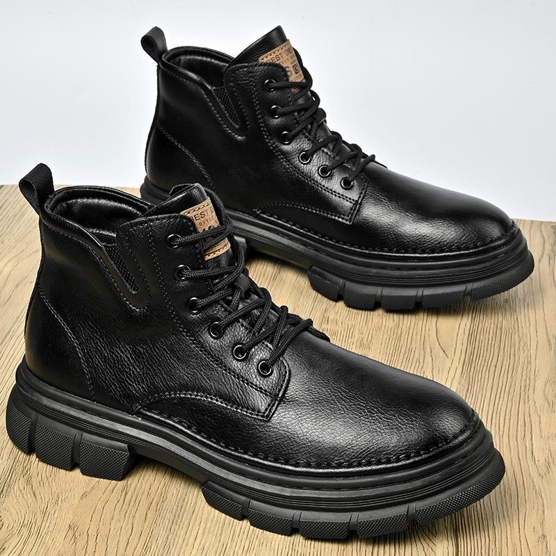 Martin Boots Men's Autumn High-top British Style Men's Casual Leather Shoes Spring and Autumn Non-slip and Wear-resistant High-end Tooling Boots