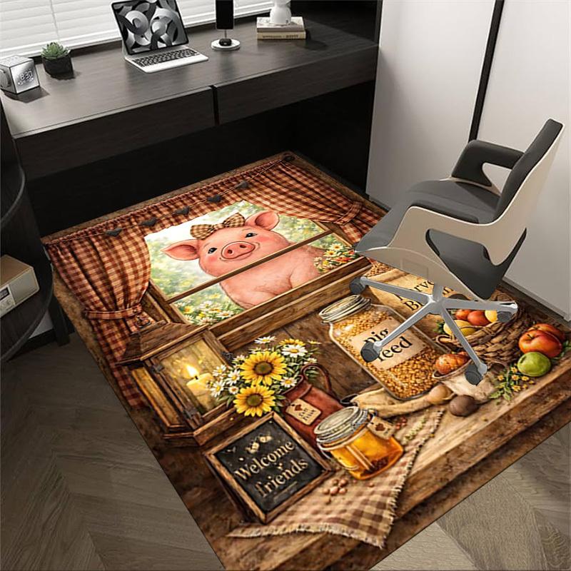 

1PC Piggy Harvest Non-Slip Floor Carpet Compatible for Office&Living Room&Bedroom&Dining room - Flat - Weave Machine-S0340 60cm by 90cm