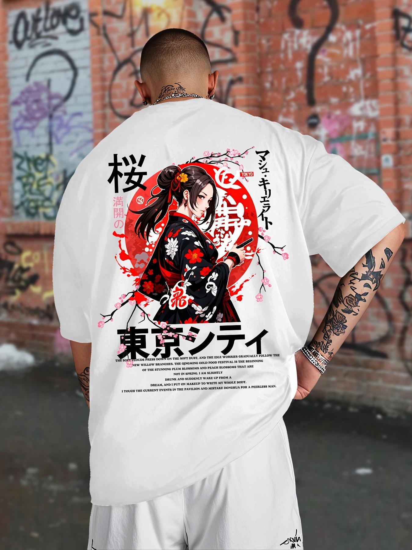 

Anime Cherry Blossom Print 100 Cotton Men Woment Tshirt Summer Autumn Daily Outdoor Sports Casual Loose Street Short Sleeve 4XL