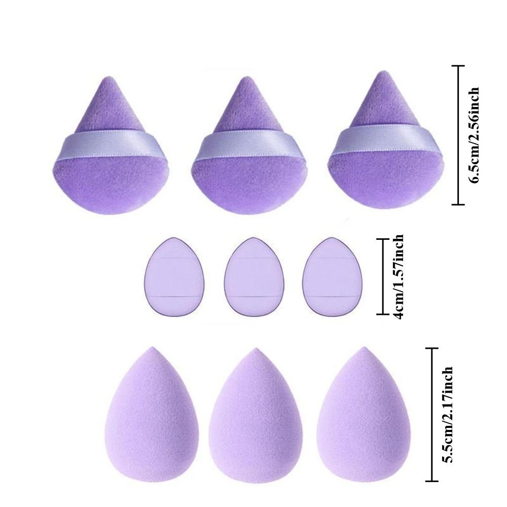 9Pcs Makeup Sponge Set Dual Use Contour Highlight Sponge for Liquid Cream Powder All Skin Types Cosmetic Accessories