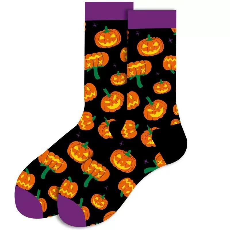Men's Autumn and Winter Fashion New Halloween Pumpkin Funny High Socks