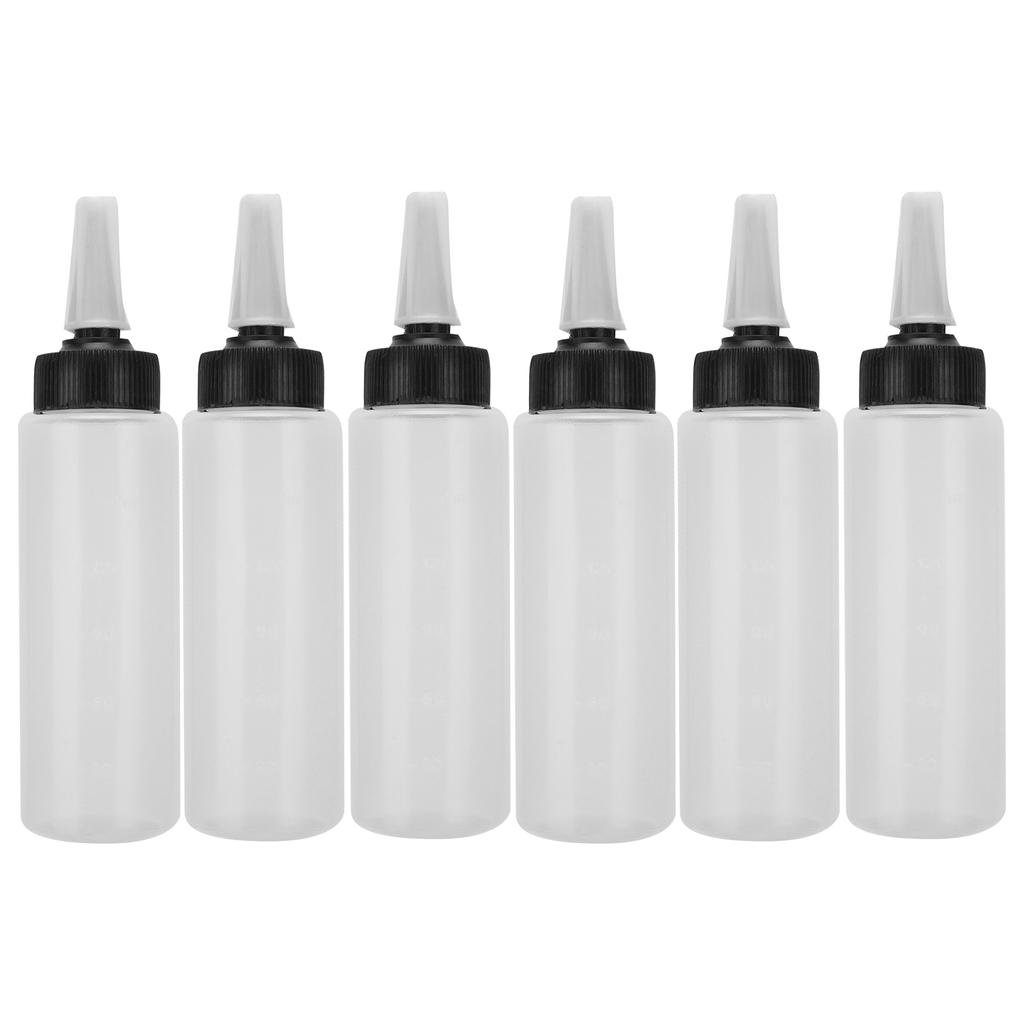 6pcs Hair Washing Shampoo Applicator Bottle with Cover Hair Salon Squeeze Refillable Bottle