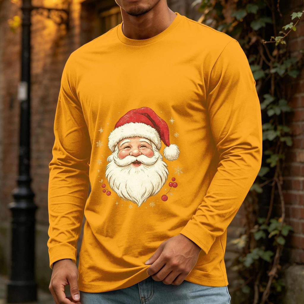 Men's Casual Christmas Long Sleeve Neck Tee