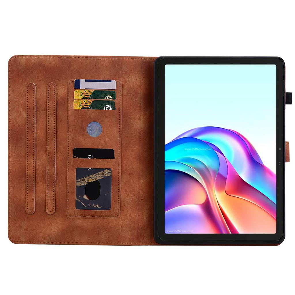 For TECNO Megapad 11 Case Lily Flower Imprint Card Slots Leather Tablet Cover