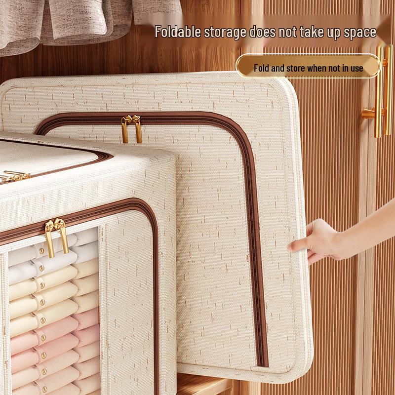 Tianshan Cotton & Linen Patchwork Extra-Large Quilt and Clothes Storage Box with Double Window