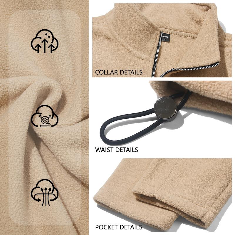 Men's Heated Fleece Sweatshirts Leisure Half Zip-up Solid Color Long Sleeve Pullover Autumn Winter Sportwear Big Size Streetwear S-3XL