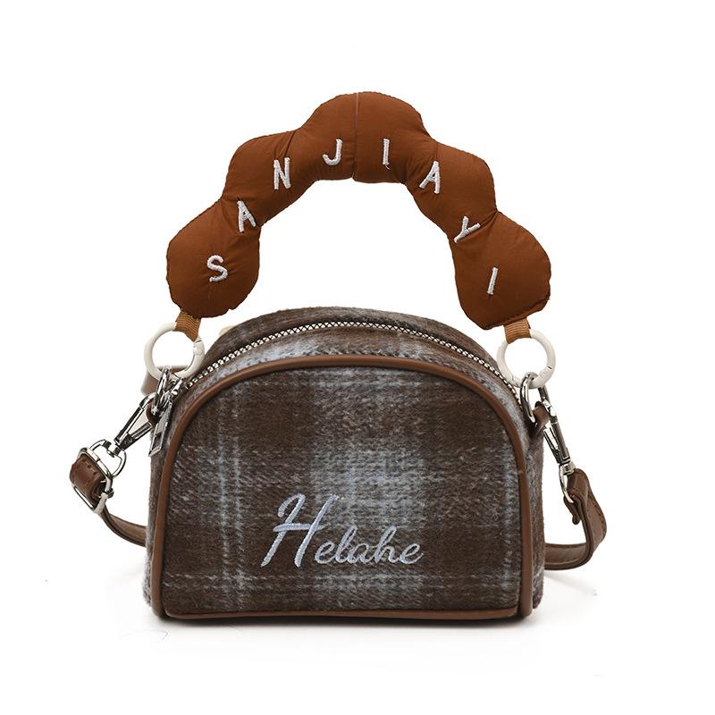 

Mini Retro Plaid Crossbody Bag for Women and Kids - Autumn 2025 Handbag коричневый