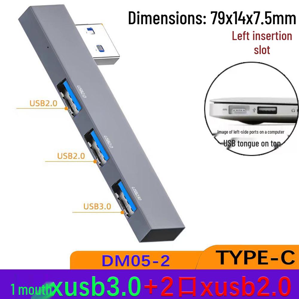 DM05 USB-C Docking Station with Side-Plug, USB 3.0 Hub, and SD/TF Card Reader
