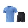 Li Ning Table Tennis Series Quick-Dry Summer Short Sleeve T-Shirt Running Fitness Training Shorts Casual Sports Suit Unisex Sportswear AATV071-3