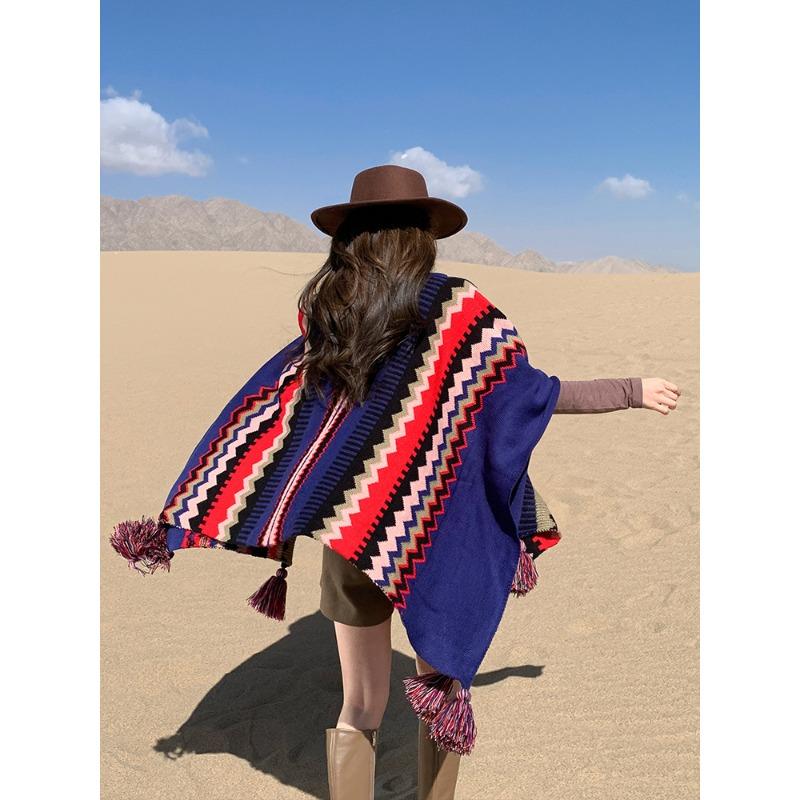 Bohemian Ethnic Style Cape Women Yunnan Tourism Summer Sunscreen Cloak Decoration Retro Cloak Ancient Style Tassels