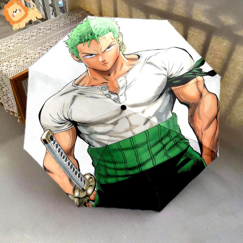 1 Stück Automatischer Faltregenschirm - Roronoa Zoro Muster Tragbares faltbares Design mit 8 Speichen Weihnachts-Geburtstagsgeschenke
