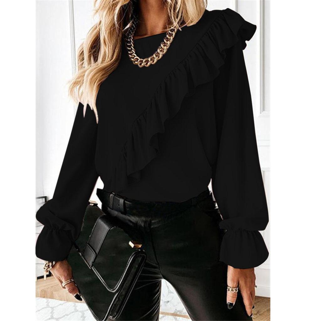 Elegante blusa de color sólido primavera otoño 2022 O-Neck jersey de manga  larga camisa de gasa ropa de mujer comprar a buen precio — entrega  gratuita, reseñas reales con fotos — Joom