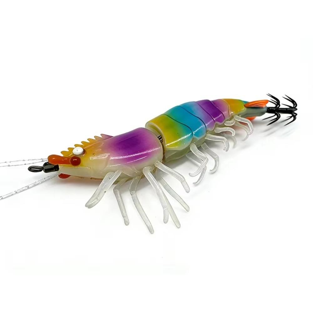 UV Squid Jig Bait 2 Section Saltwater Shrimp Lures Artificial Shrimp Lure  Saltwater Fishing