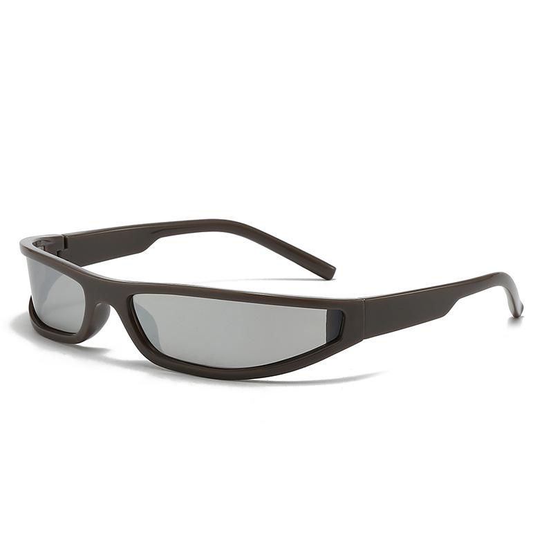 Y2K Futuristic Narrow Frame Sunglasses: Trendy Iridescent Unisex Style 2504