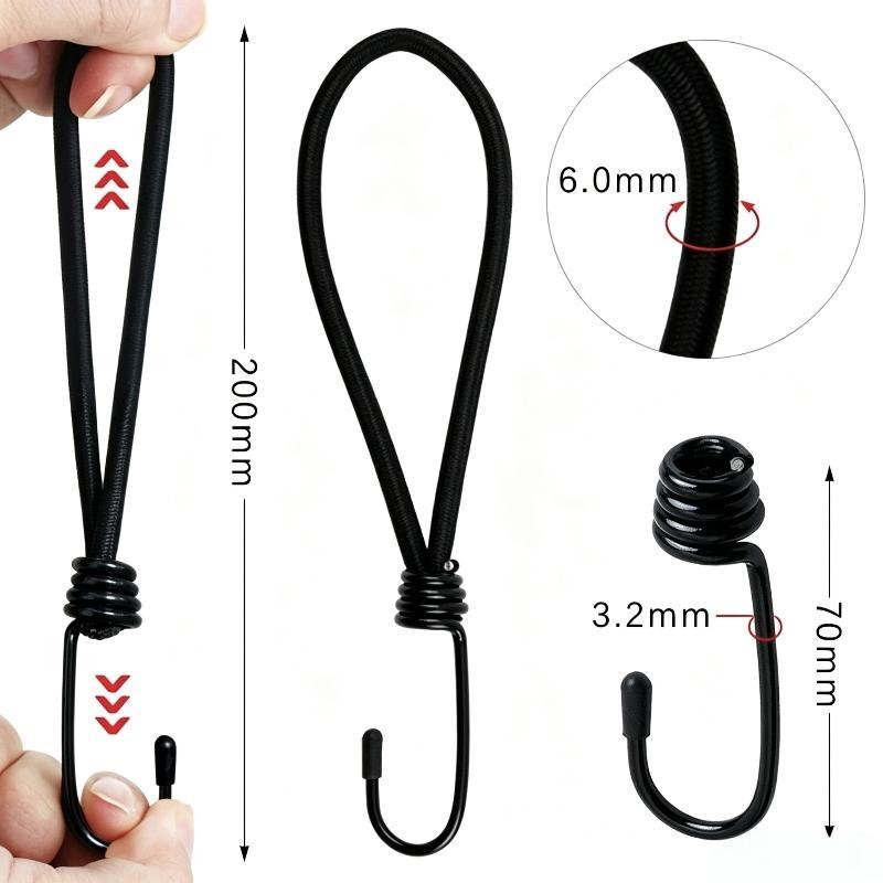 10Pcs Metal Spiral Cord Hook Heavy Duty Strong Load Capacity Black Cargo Net Hooks Universal Fastener Accessories For Atv