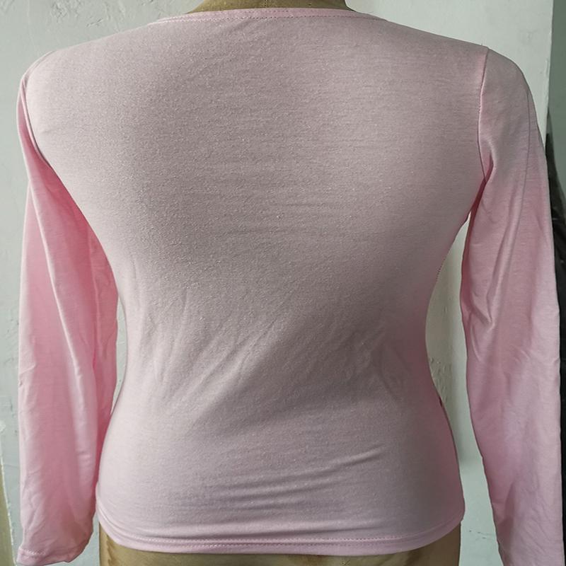 Vintage Y2K Patchwork Zelená trička Ženy Hippie Streetwear Trička s dlouhým rukávem Dámské Kpop Retro Podzimní Crop Tops