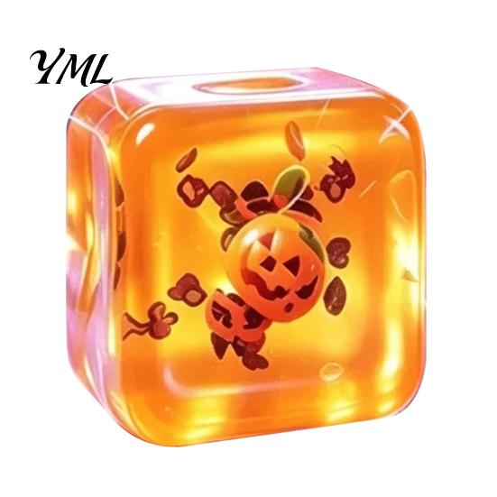 Stress Relief Toy for Halloween Christmas, Anxiety Reduction Ice Cube Squeeze Clear Fidget Toy, Slow Rising Sensory Holiday Gift