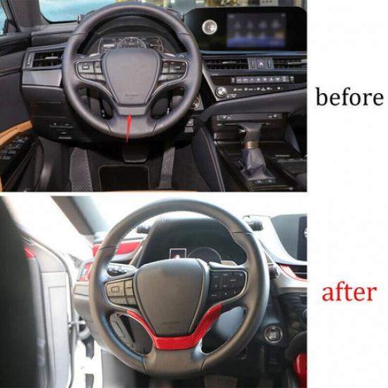 Steering Wheel Decor Cover Trim For Lexus ES250 300h 350 19-23 Red Carbon Fiber