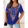 T-shirt da Donna Taglie Forti Boho Harajuku Stampa Grafica Estiva Manica Corta Top Casual Moda di Strada T-shirt Abbigliamento Femminile