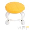 Low Roller Seat PU Leather Low Stool Mute Wheel Swivel Low Height Round Roller Chair for Home Office