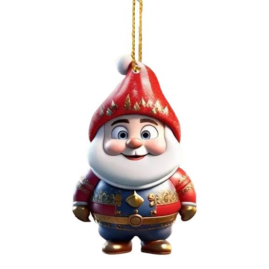 Ornament Cartoon Snowman Santa Claus Pendant 2D Acrylic Xmas Tree