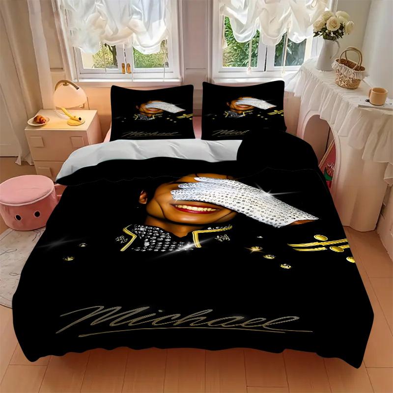 Michael Jackson'S Sparkle Print 3Pcs Bedding Setduvet Cover With 2 Bedropillowcase Home Birthday Gift