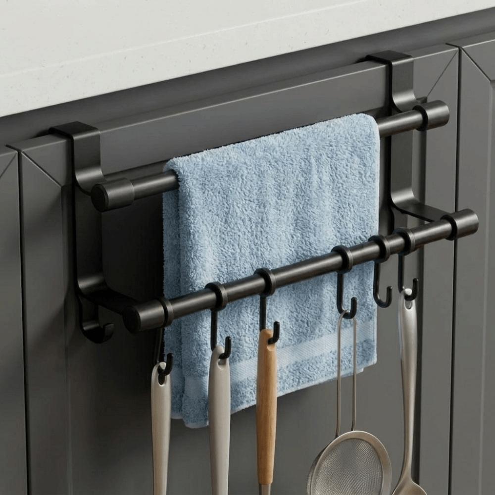 Space-Saving Double Rod Towel Rack Punch-Free Bath Towel Organizer Toilet Storage