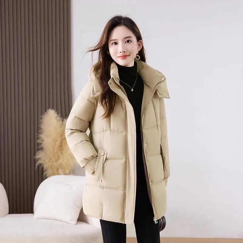 Down Padded Jacket Women's Winter Mid-length Padded Jacket Loose Thick Warm Fashion Padded Jacket Cold-proof Jacket
