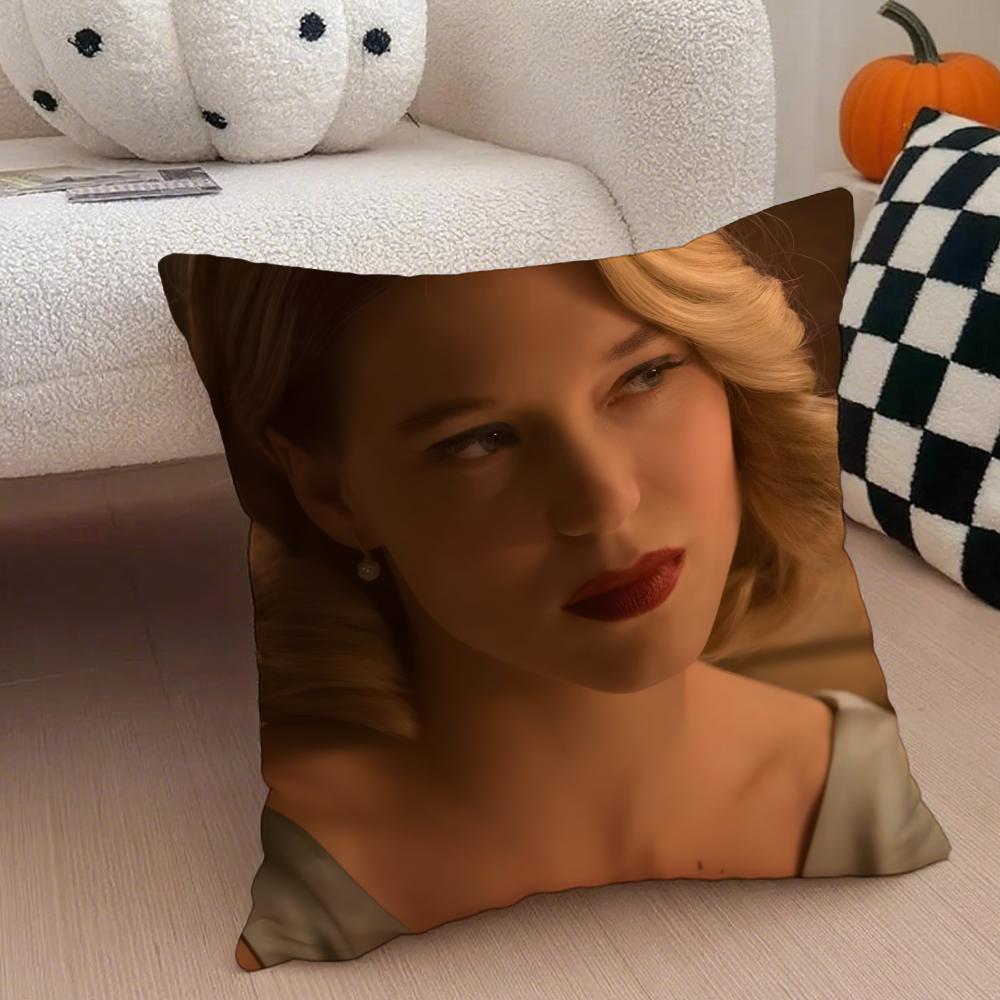 LLea Seydoux Cushion Cover Throw Pillow Cover Hidden Button Durable Polyester Chair Cushion
