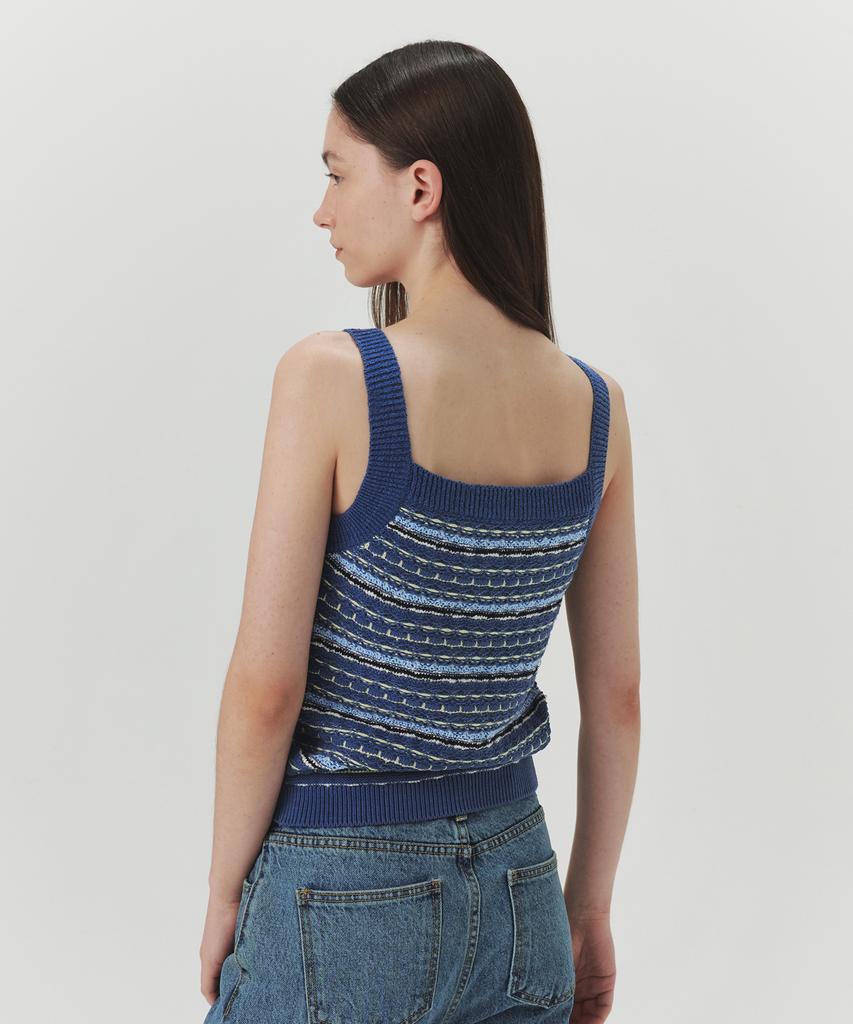 Leuba Tweed Jacquard Sleeveless Knit Top - Dutch Blue
