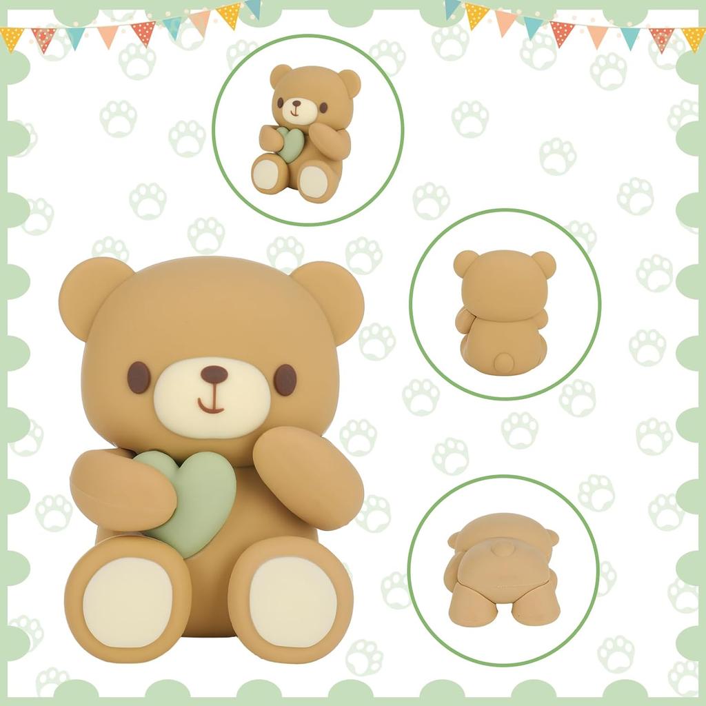 Ball Cake Topper Bear Cake Topper Baby Shower Cake Decorations with Cute Bear Green BABY Letter Foam Balloon Birthday Party