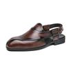 Spring and Autumn Large Size Men's Shoes with Leather Sneakers with Buckles Fashionable British Heelless Leather Sandals