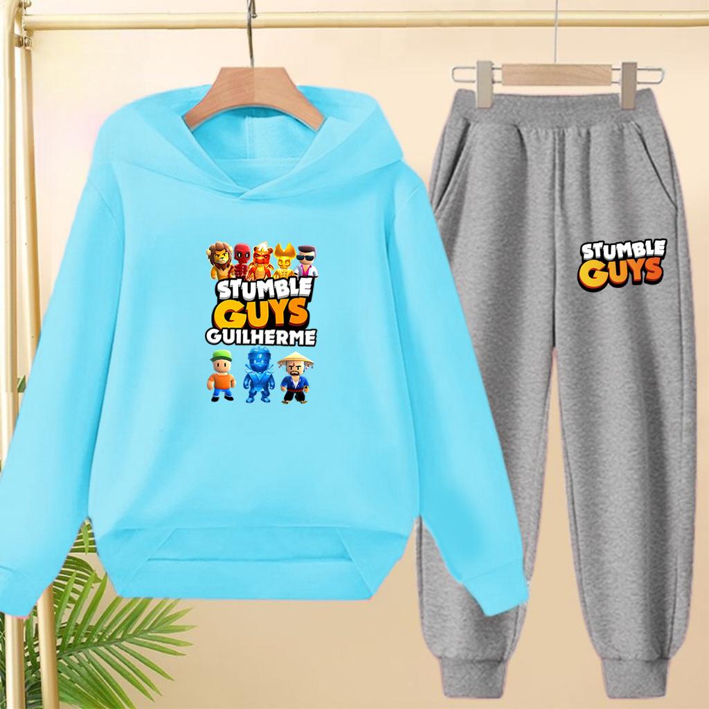 Felpa con cappuccio per bambini 3-12 anni Stampa Anime GUYS Cappotto Affascinante Felpa+Pantaloni Bambini Ragazze Neonato Set Trendy per il Tempo Libero