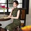 Green National Style New Chinese Sleeveless Suzhou Long Cheongsam Improved Young 1011 New Women's High Sense Summer