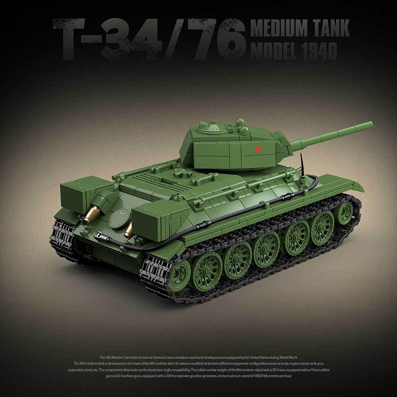 Military Soviet T-34 Medium Tank Building Blocks WW2 Army Weapons Panther KV-2 Tiger I Heavy Tanks Brick Children Toys Kids Gift