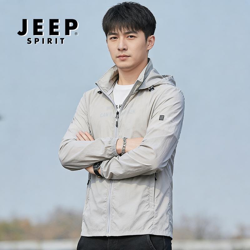 JEEP SPIRIT Men's Detachable Hood Sun Protection Jacket
