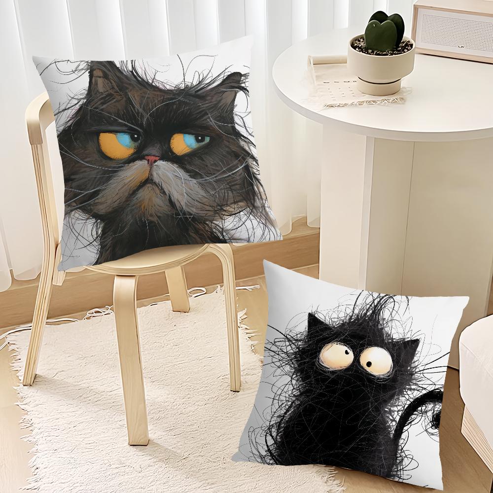Verspielte Katzenkunst Kissenbezug Sofa Wohnzimmer Schlafzimmer Kopfteil Rückenlehne Kissen Quadratisches Kissen Nickerchen Kissenbezug