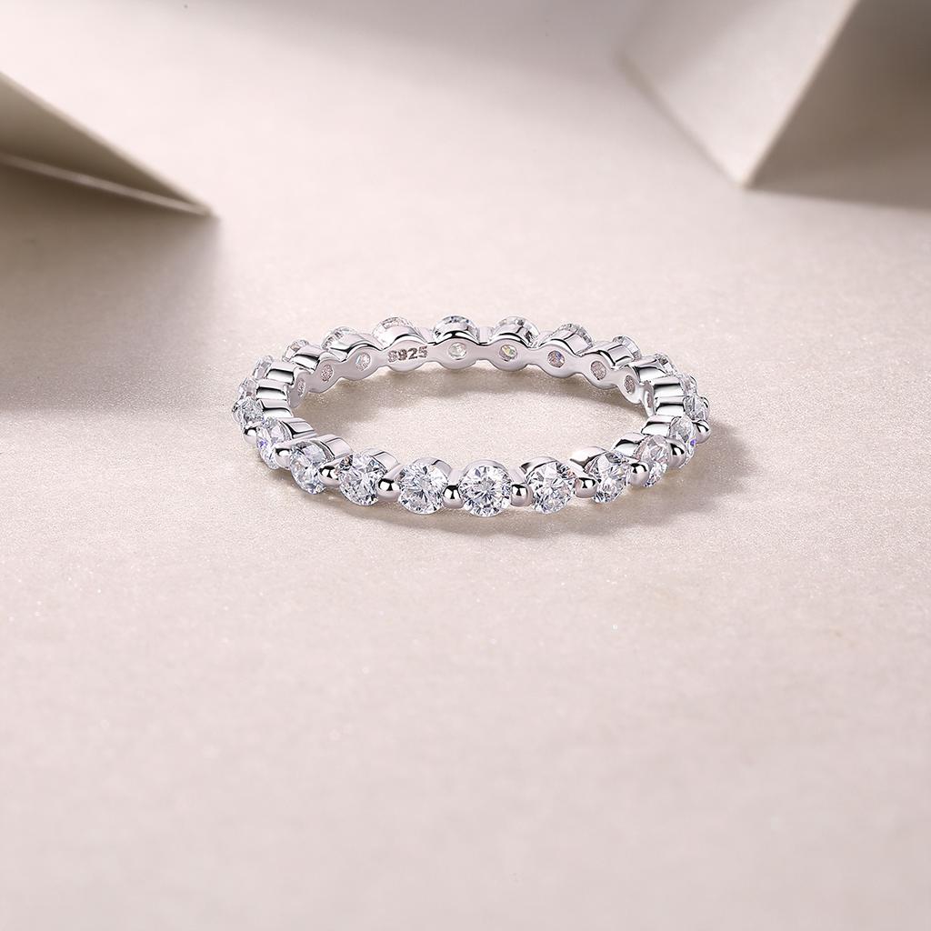 Factory Price Jewelry Thin Moissanite Rings Women Rhodium Plated Fine 925 Silver Rings Gemstone Eternity Rings