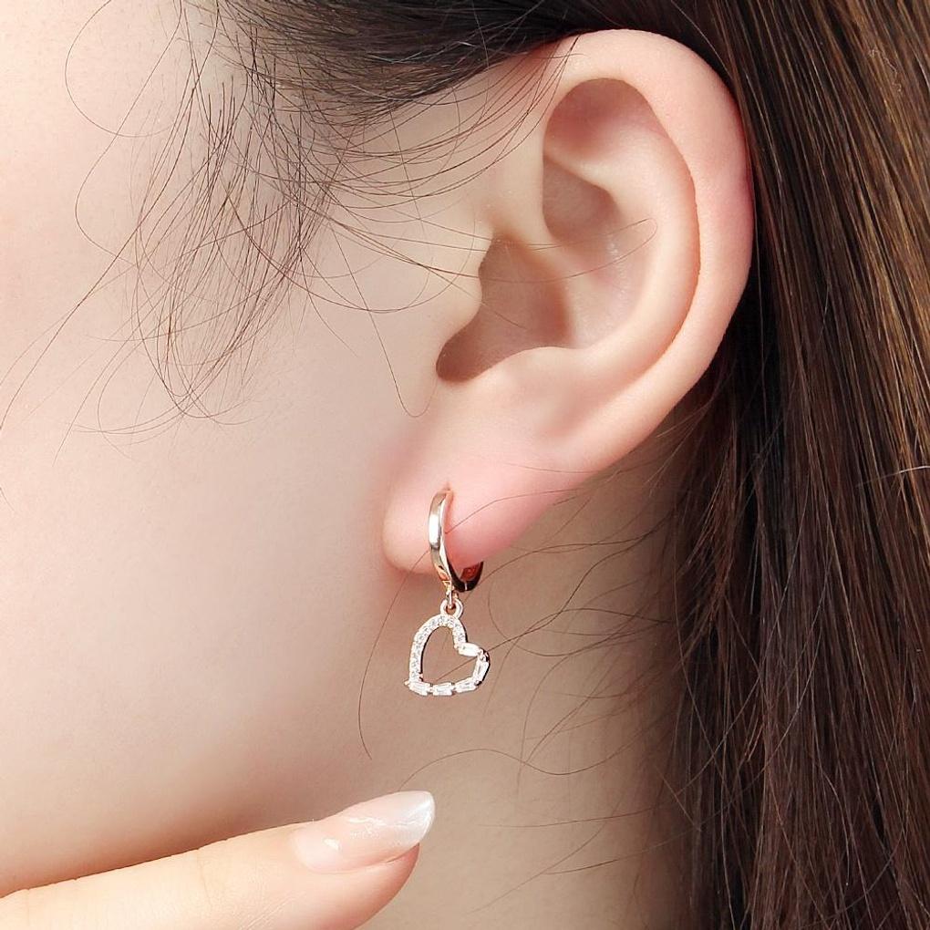 925 Silver Gold-Plated Lovegood Heart Ring Earrings