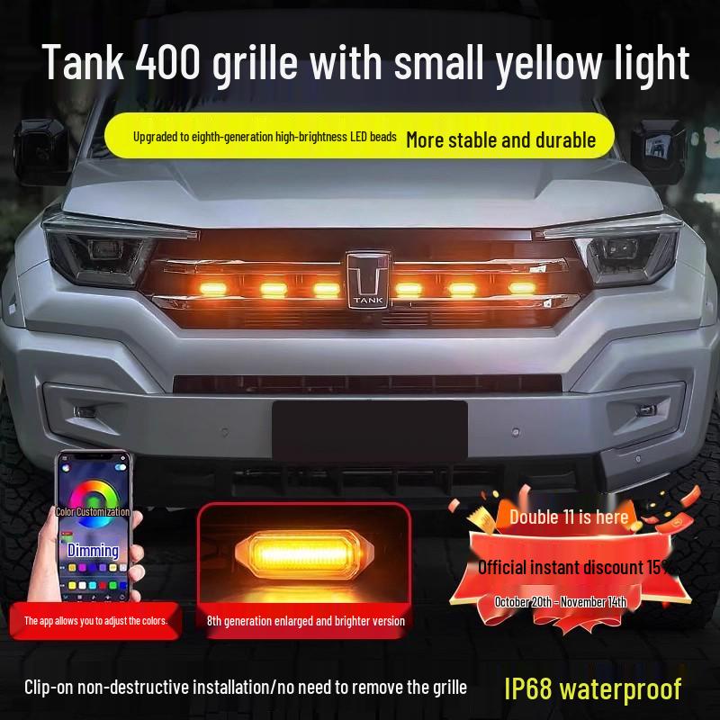 23-25 Tank 400 hi4t Grille LED Snap-On Daytime Running Light - Yellow