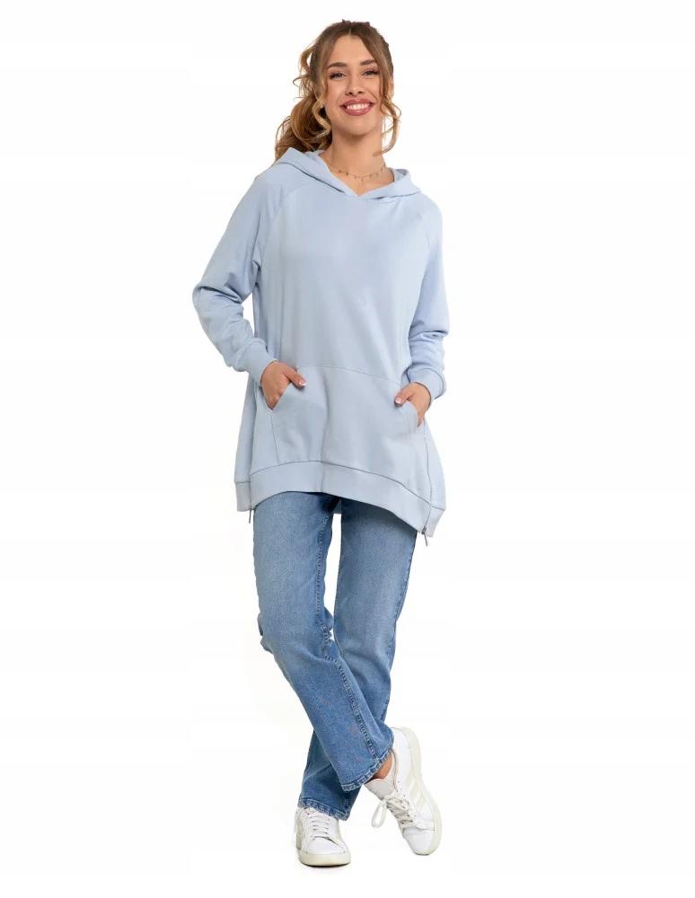 Women's Sweatshirt with Hood Cotton Fashionable Oversize Soft MORAJ S BLUE
