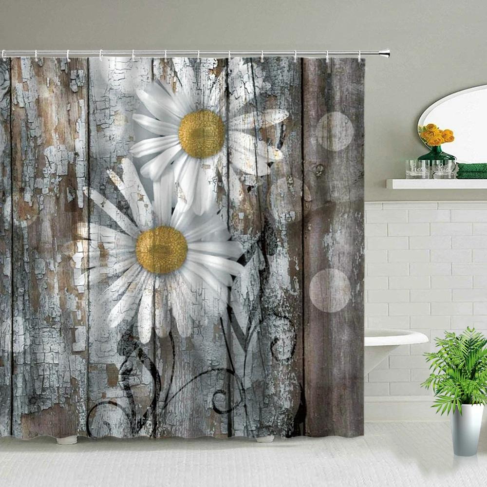 Plant Series Shower Curtain Bathroom Waterproof Polyester Fabric Cloth Curtain Dandelion Flower Print Bathtub Decor With Hooks