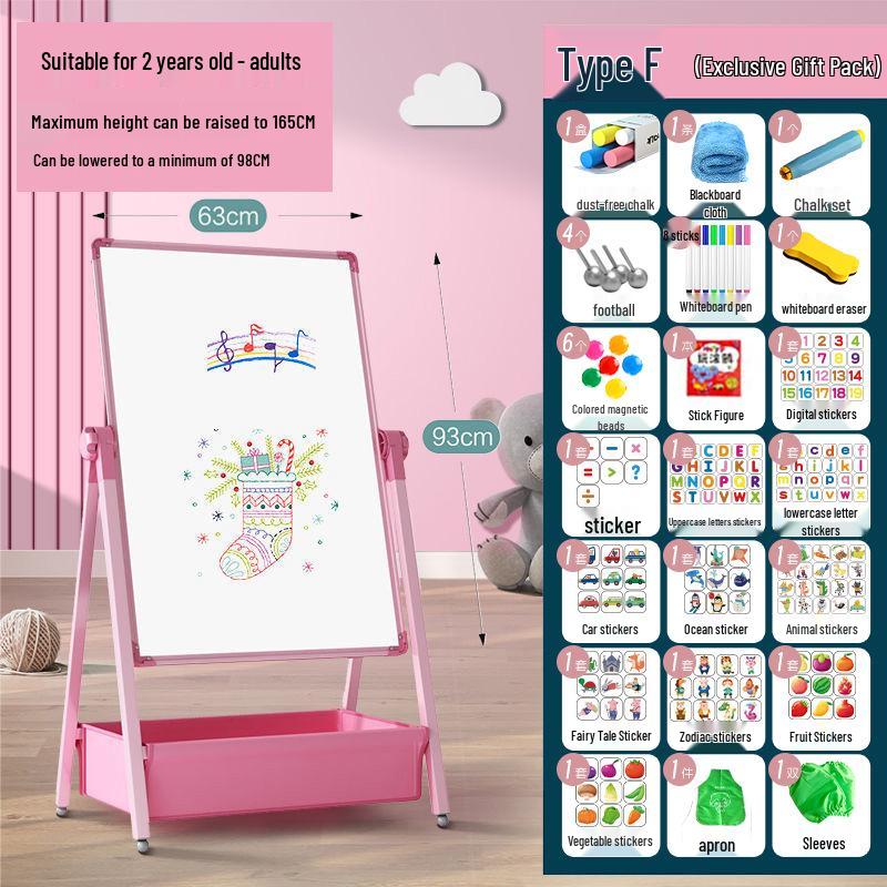 Kids' Double-Sided Magnetic Blackboard & Whiteboard: Erasable Drawing & Writing Stand with Coloring and Graffiti Features