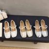 French Pearl One-word Buckle Shallow Mouth Small Single Shoes Women's 2025 Summer with Skirt Soft-soled Mary Jane Shoes Small Leather Shoes