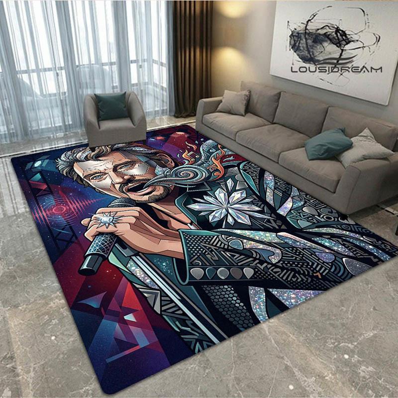Johnny Hallyday bedruckter Teppich Rutschfester Teppich Außen Teppiche Läufer Heimdekoration Yogamatte Teppich für Schlafzimmer Geburtstagsgeschenk